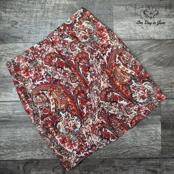 Loft Petite Paisley Lined Mini Skirt Size 00P - Picture 5 of 5